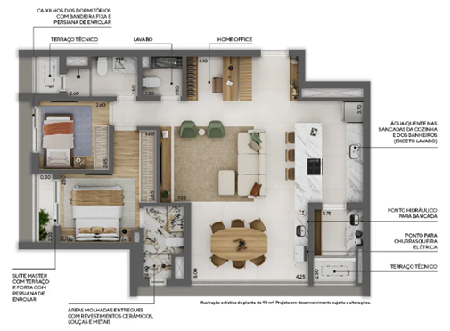 93m² | 2 ou 3 dorms | 1 suíte.