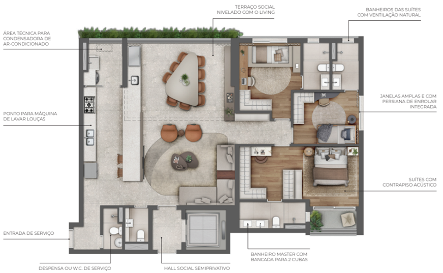 150m² - 2 ou 3 Suítes